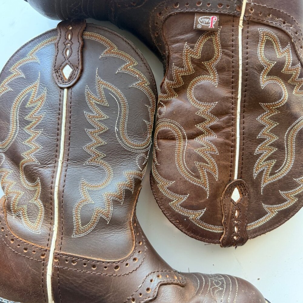 Justin Western Boots Womens 6.5B Brown Cowhide Leather Inji Aged Bark Western - Picture 13 of 15